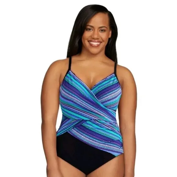 Embrace Your Curves Miracle Brands Women's L (12-14) Makenna 1pc Swimsuit NWT - Picture 5 of 7